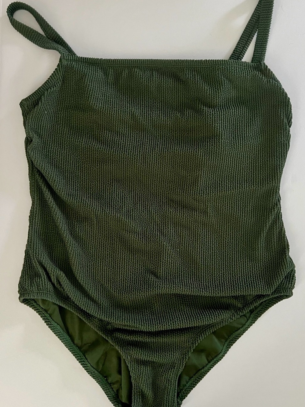 Kona Sol Pucker Textured Square Neck One Piece Swimsuit Green Size 20